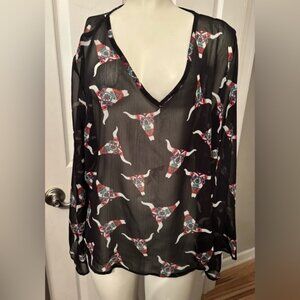 Wrangler sheer bullhead blouse L